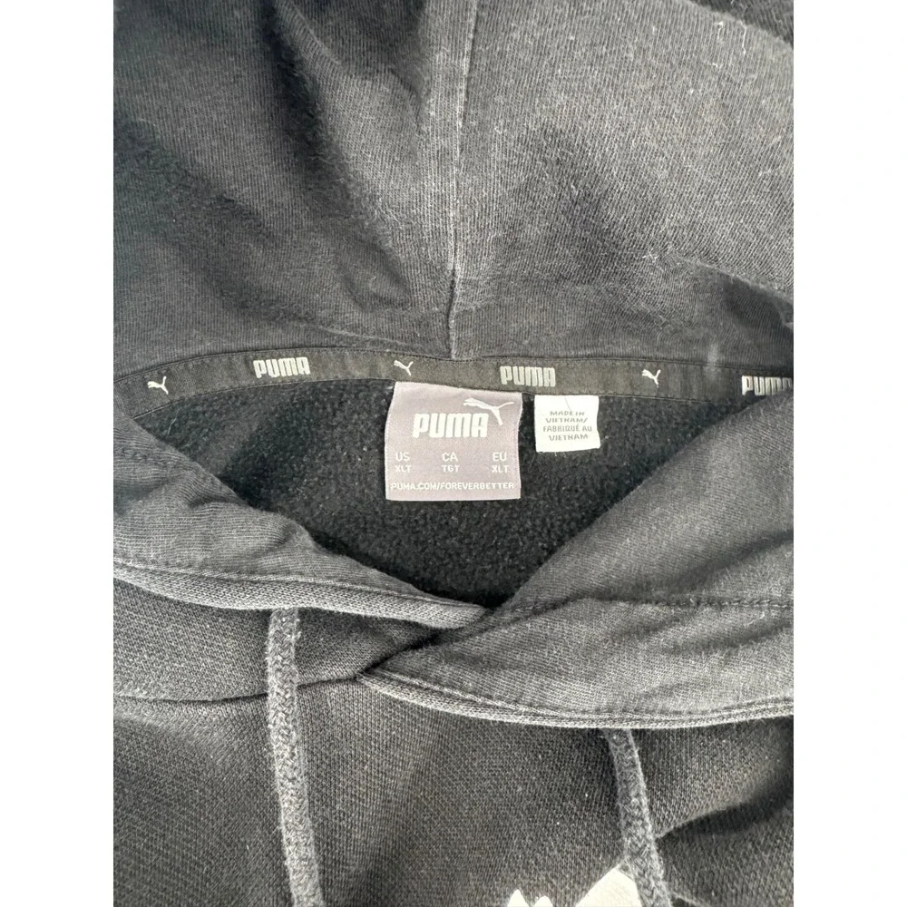 Puma Mens Essentials Big Logo Hoodie Black Pullover Fleece Sweatshirt XLT Tall